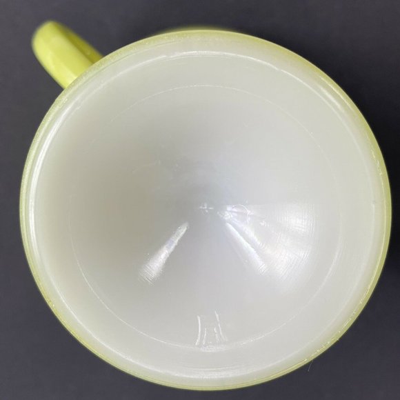 Vintage Hazel Atlas Ovidue Platonite Yellow Green Creamer Sugar Set c1950s - Picture 9 of 11